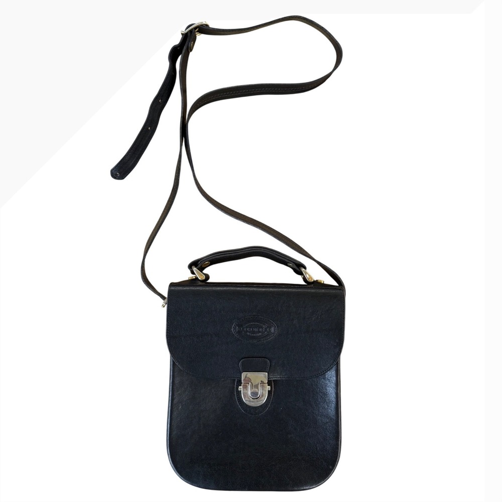 VINTAGE OROTON Black Leather Crossbody Bag Top Handle Satchel Made in Australia